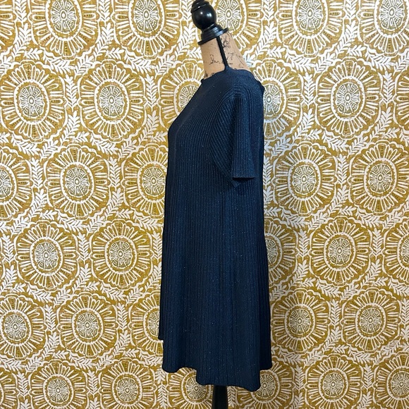 Sezane Eleanor RARE Blue Lurex Knit Bow Tie A-Line Dress Sz M - Picture 9 of 14